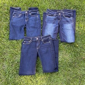 Bundle American Eagle 10 Straight Dark Wash Stretch Denim Jeans. Multiple Length